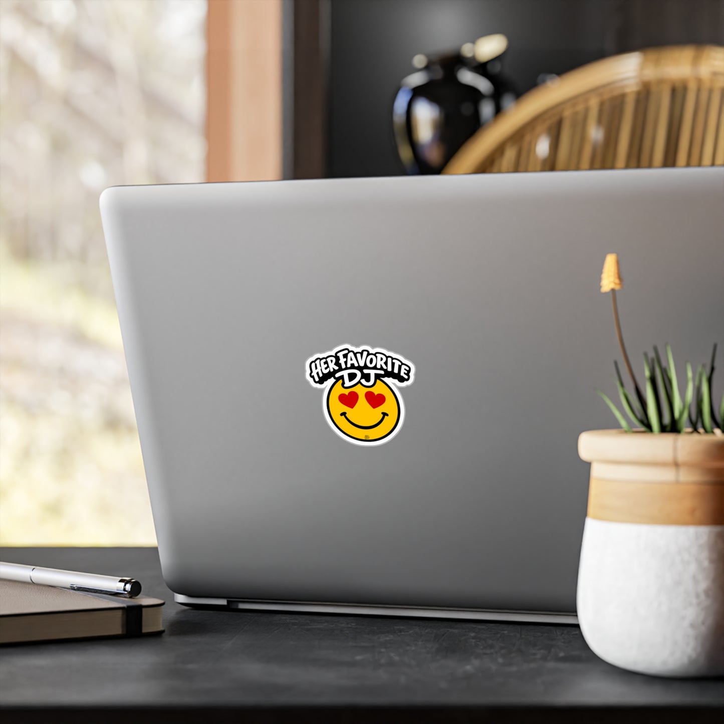 Her Favorite DJ Smile Face Kiss-Cut Vinyl Sticker