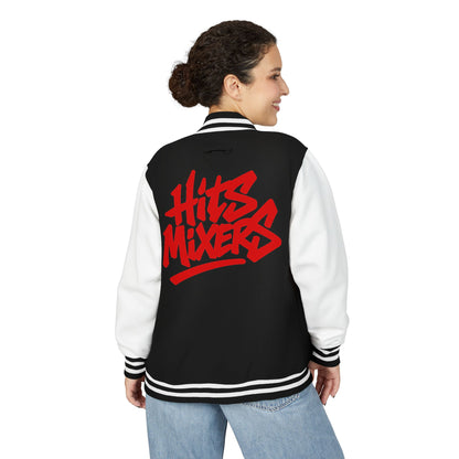 Letterman Jacket — 'Hits Mixers' Red Graffiti Varsity Jacket