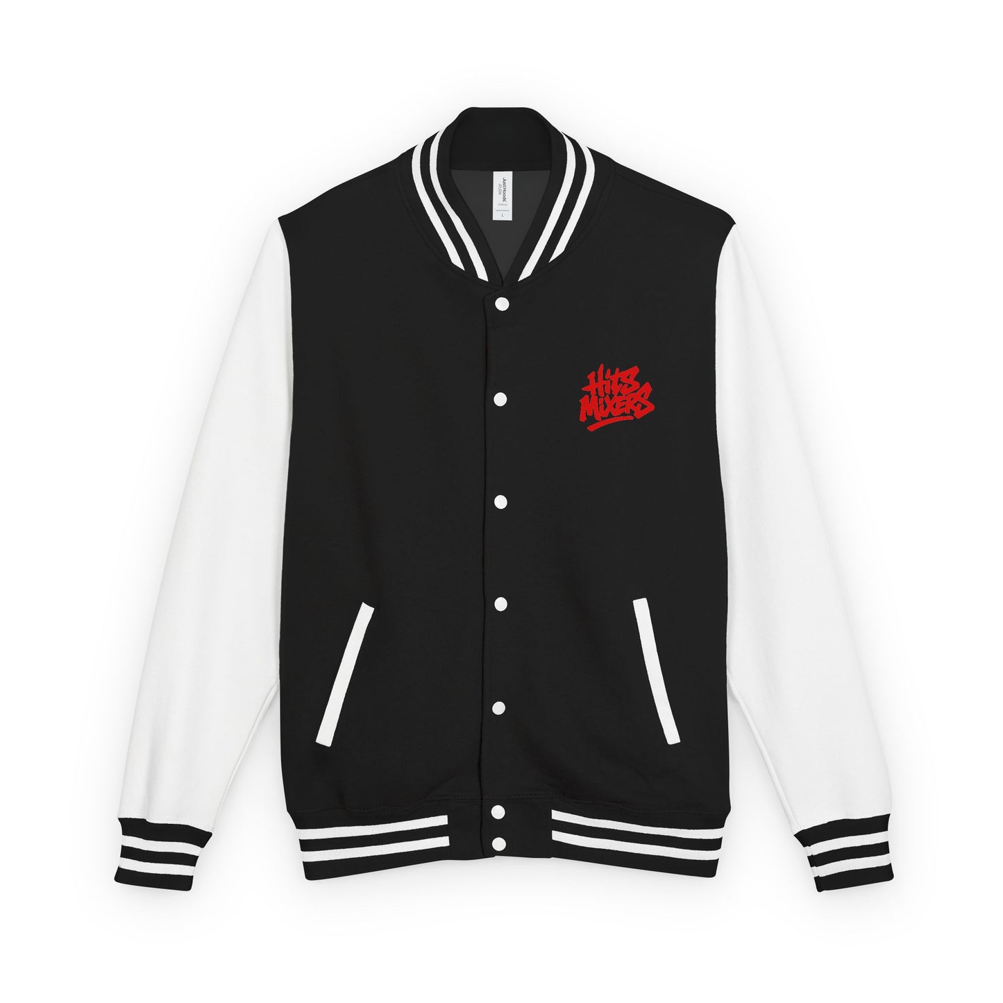 Letterman Jacket — 'Hits Mixers' Red Graffiti Varsity Jacket